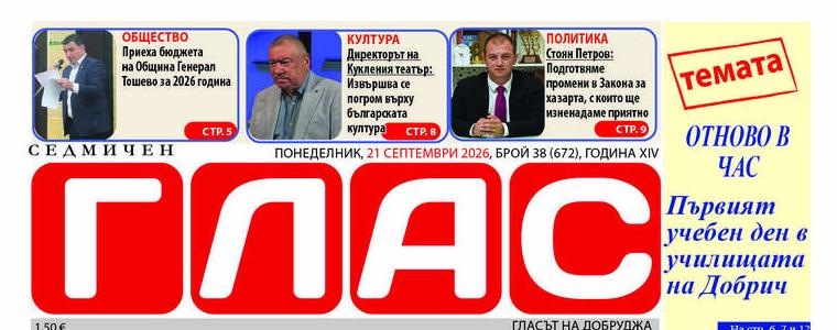 Вестник „ГЛАС“: Първият учебен ден в училищата на Добрич